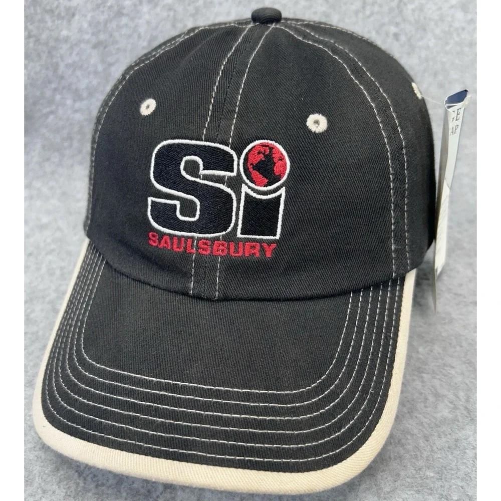 Saulsbury‎ SI Port Authority Hat Black Red Globe Logo Strapback Cap NWT